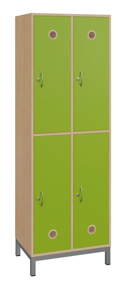 SBS-2222 šatní skříň 4-boxová, 1800x600x400 mm, kovové nohy, korpus bříza irská, dvířka jarní zeleň